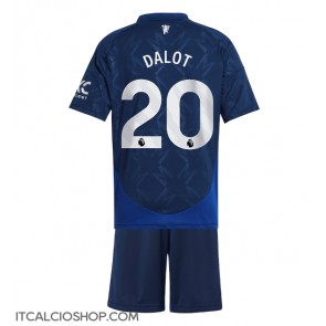 Manchester United Diogo Dalot #20 Seconda Maglia Bambino 2024-25 Manica Corta (+ Pantaloni corti)
